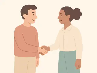 Duas pessoas se cumprimentando