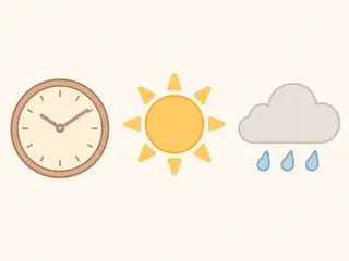 Relógio, sol e chuva